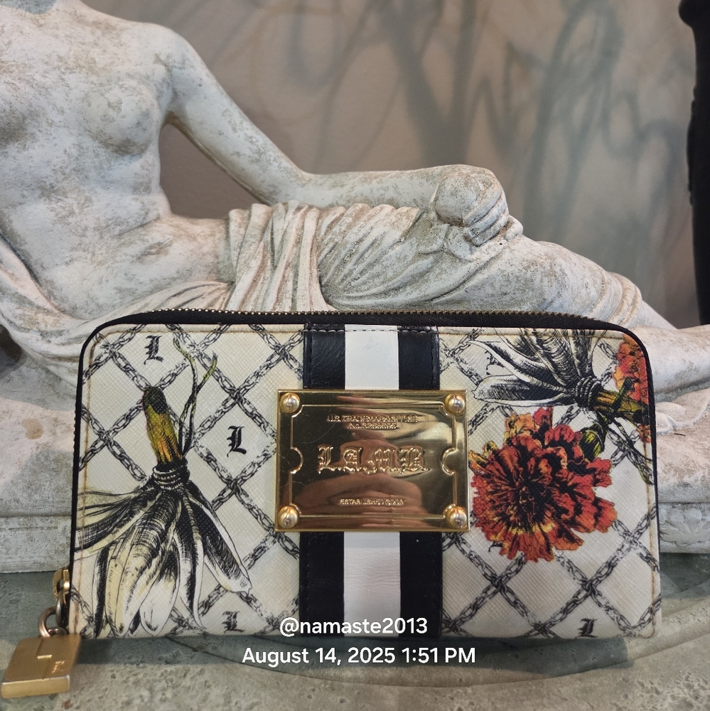 L.A.M.B. Gwen Stefani Marigold Wallet Designer Leather Celebrity Floral #156